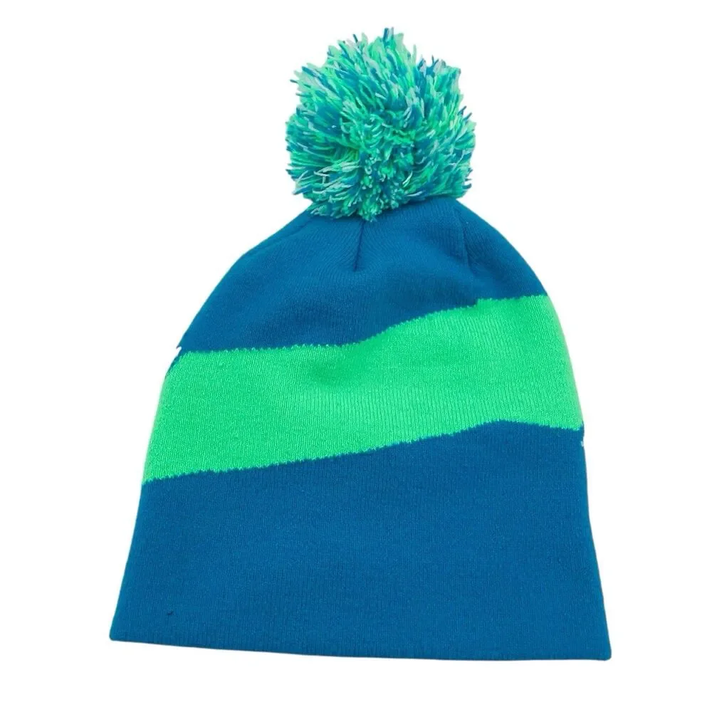 Nike Multi-color Knit Cuff Beanie Skull Cap with Pom Pom Youth Boy's 8-20